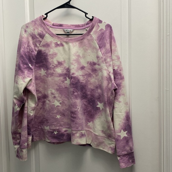 Wildfox Tie-dye Star Print Lounge Sweatshirt Purple White Size XL Woman’s - Picture 3 of 10